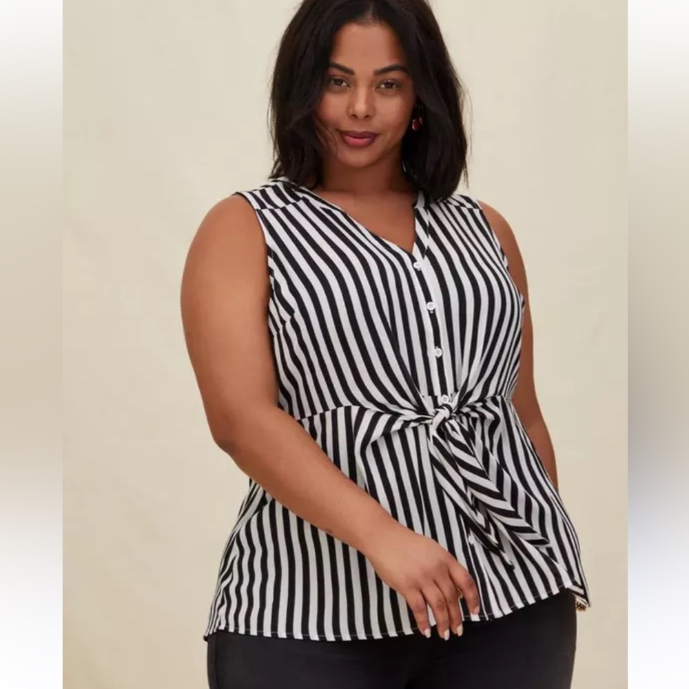 Torrid Peplum Georgette Button-Front Tie-Front Blouse